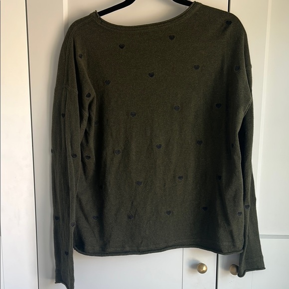 Lisa Todd Green More To Love Embroidered heart Crew Neck Sweater | S - Picture 4 of 5